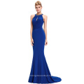 Starzz 2016 sem mangas Backless Strechy Spandex Royal Blue Longo vestido de noiva formal ST000089-3